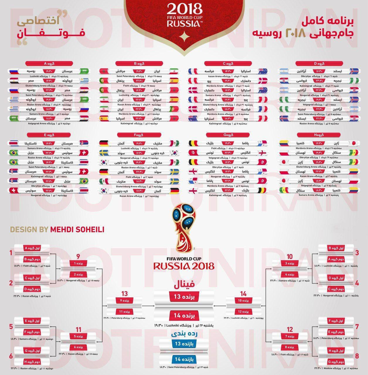 برنامه کامل بازیهای جام جهانی